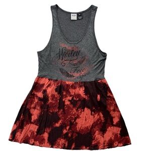 Harley Davidson Women’s XXL Gray Red Tie Dye Free Spirit Tank Top Tie Back Dress
